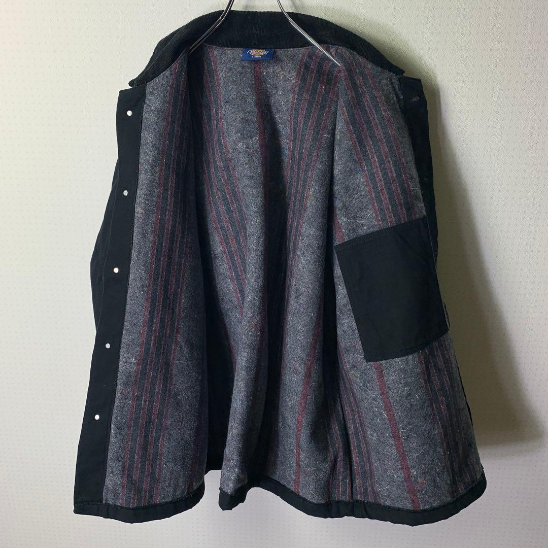 90s Dickies カバーオール ブランケット L ブラック 襟コーデュロイ