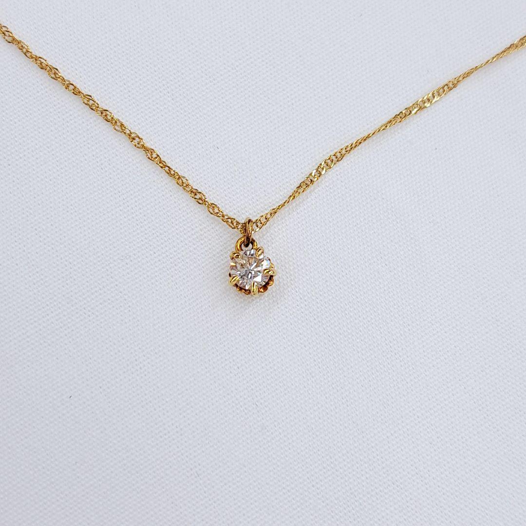 agete K18 ダイヤ 0.1ct 一粒 ネックレス