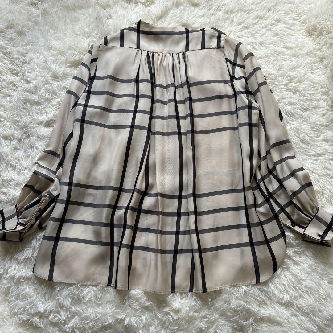 美品✨HYKE ハイク ボウタイブラウス サイズ2 ベージュ チェック柄