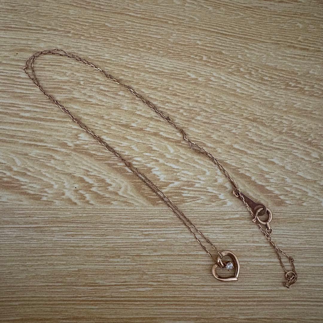 【4°C】ピンクゴールド ハート型ペンダント ネックレス K10