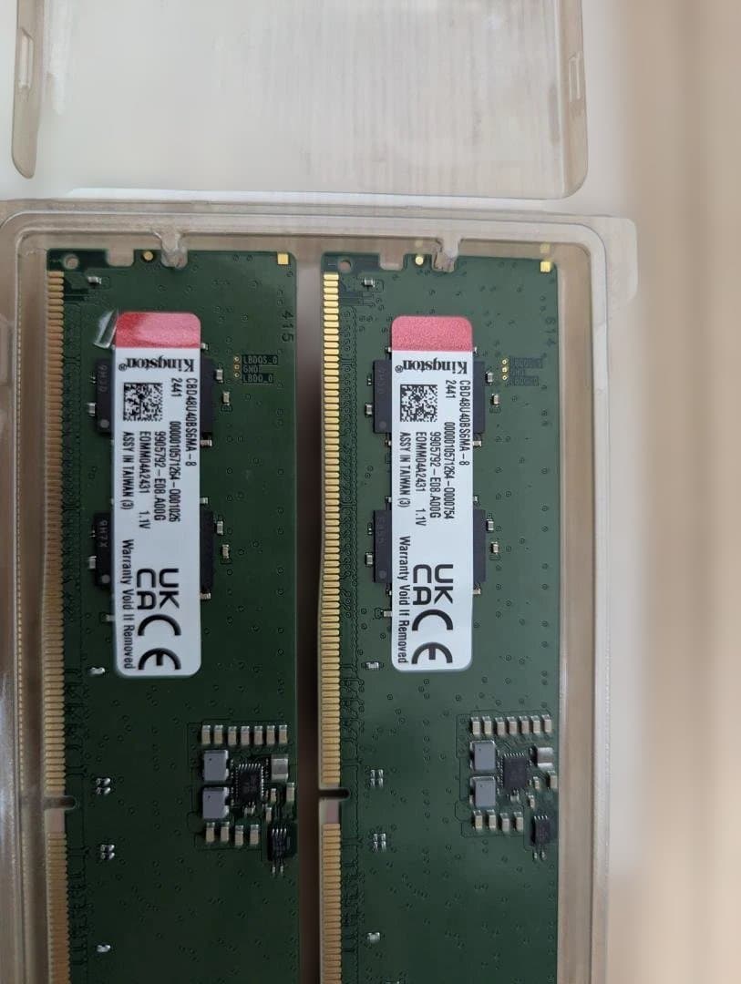 Kingston DDR5 4800MHz 16GB(8GB×2) 動作確認済み