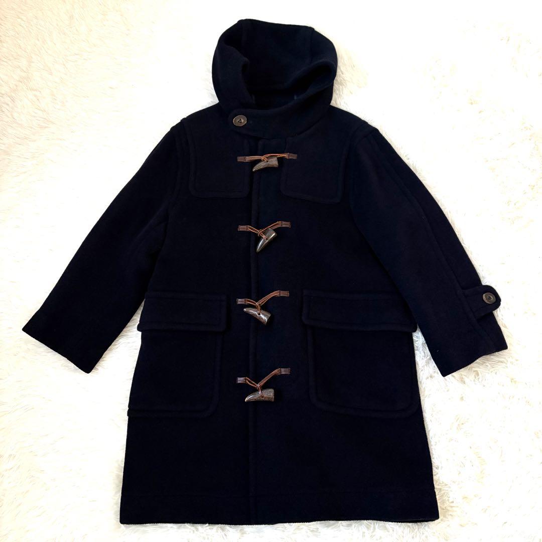 【MoorBrook製生地】ダッフルコート　ヘリンボーン　ネイビー　英国製　M