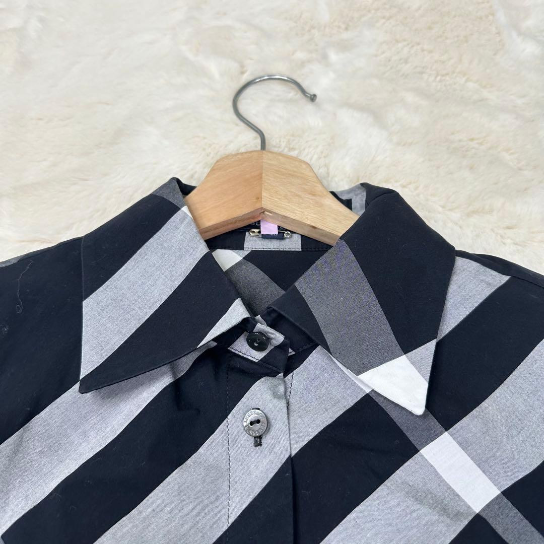 ✨美品✨バーバリーロンドン モノトーンメガチェック長袖シャツ ホースロゴ L