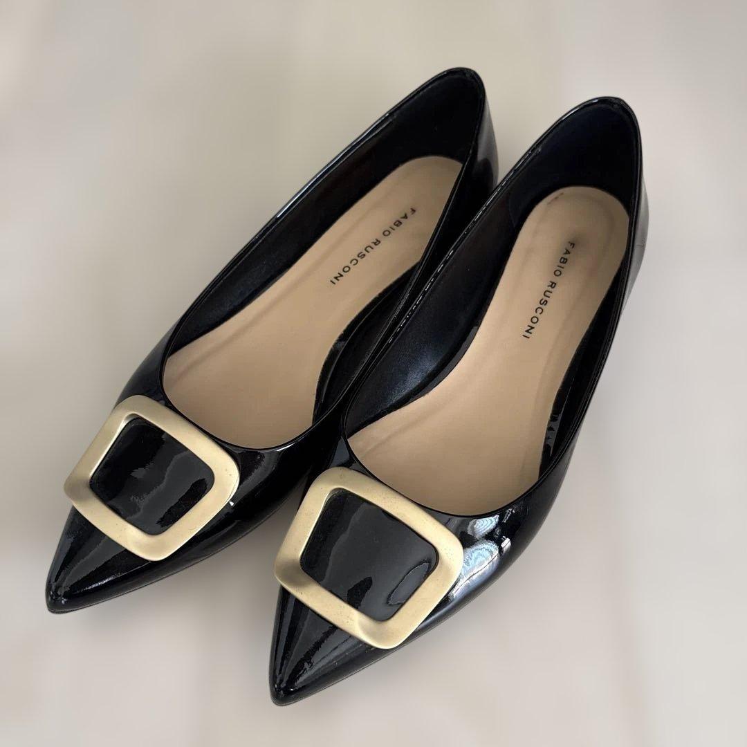 FABIO RUSCONI ブラック フラットシューズ