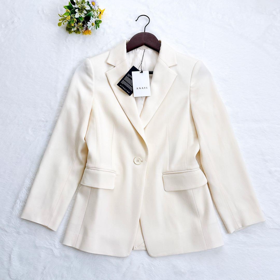 《新品23年製》ANAYI アイボリー ウール混 テーラードジャケット 白系 S