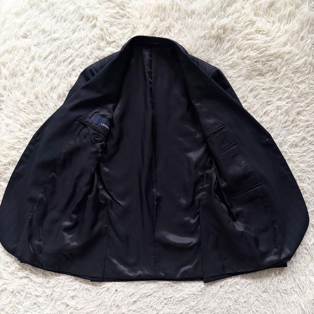 <23年モデル 極美品>LARDINI 新ロゴ ネイビー ウール スーツ 46