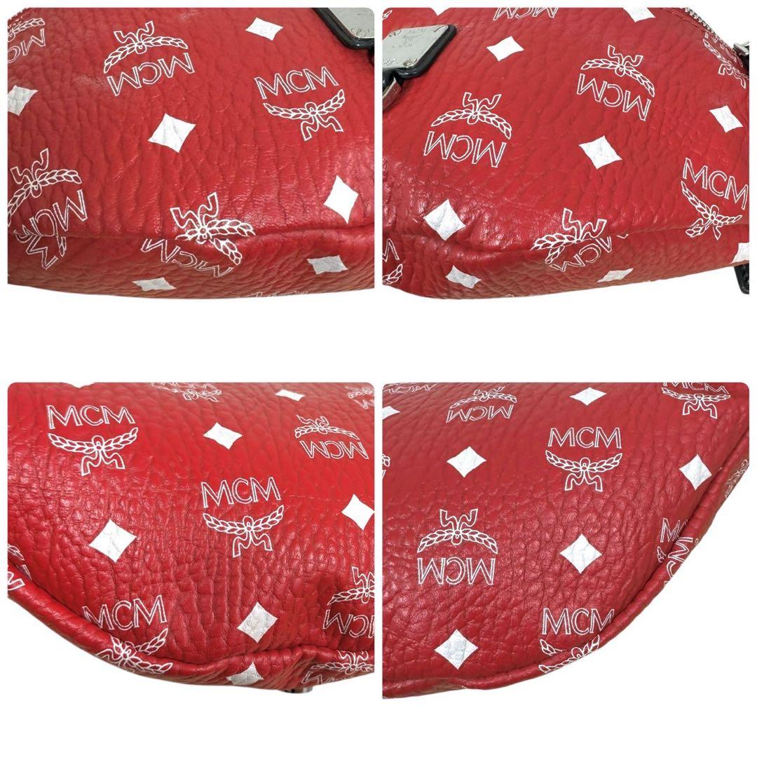 エムシーエム　ウエストポーチ　ボディバッグ　レッド　斜め掛け　2way　総柄