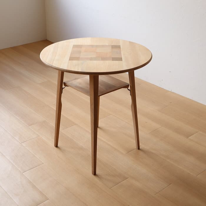 アンティーク ジャパニーズ ヴィンテージ 丸テーブル 寄木 剥離 無垢材