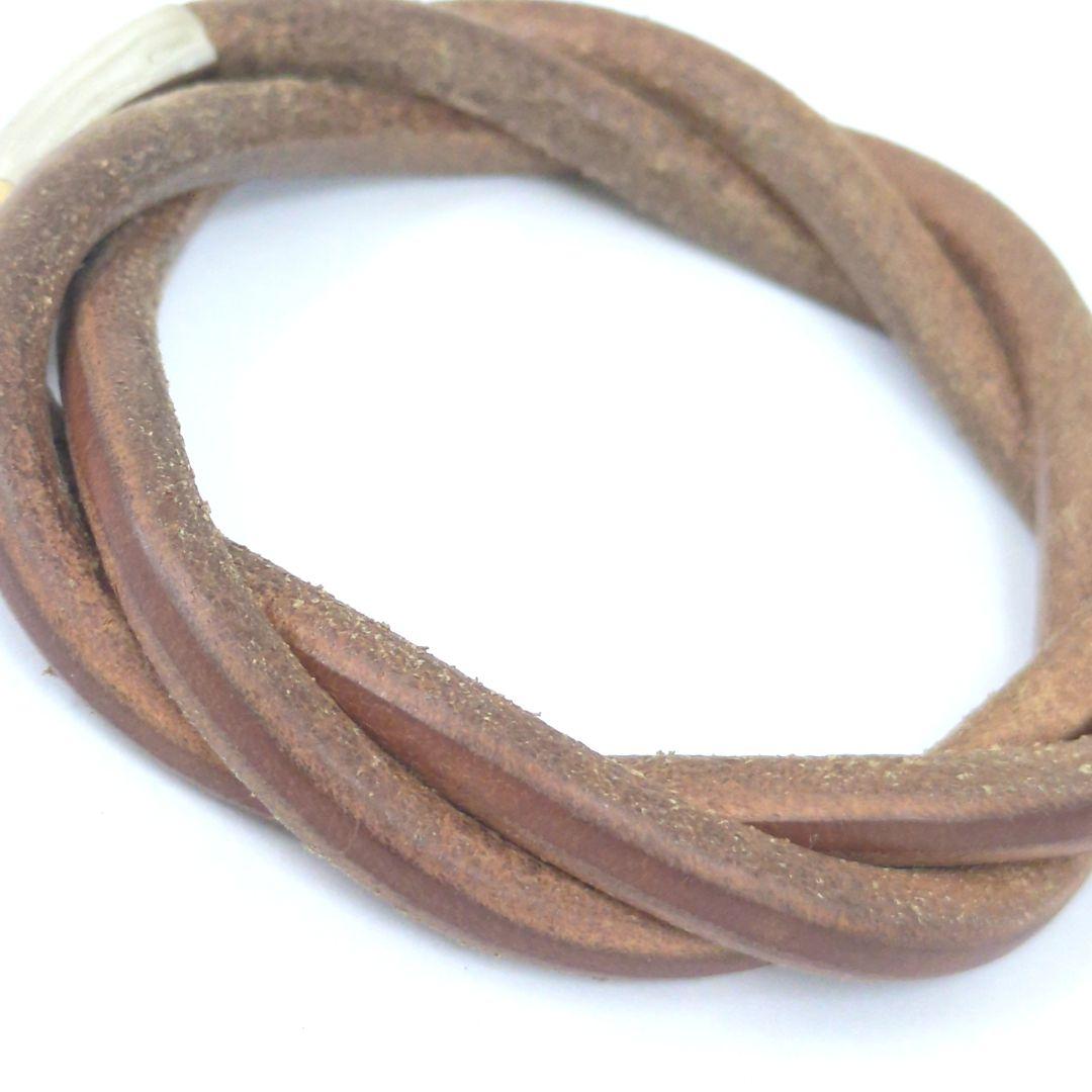 HERMES エルメス トルネード レザー ブレスレット バングル