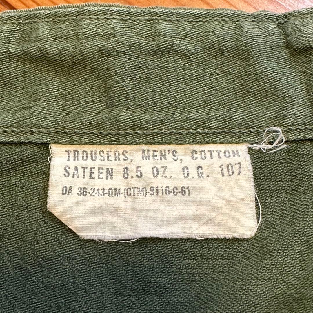60s初期実物OG107ベイカーパンツサイドアジャスター付Xラージ表記平ボタン1