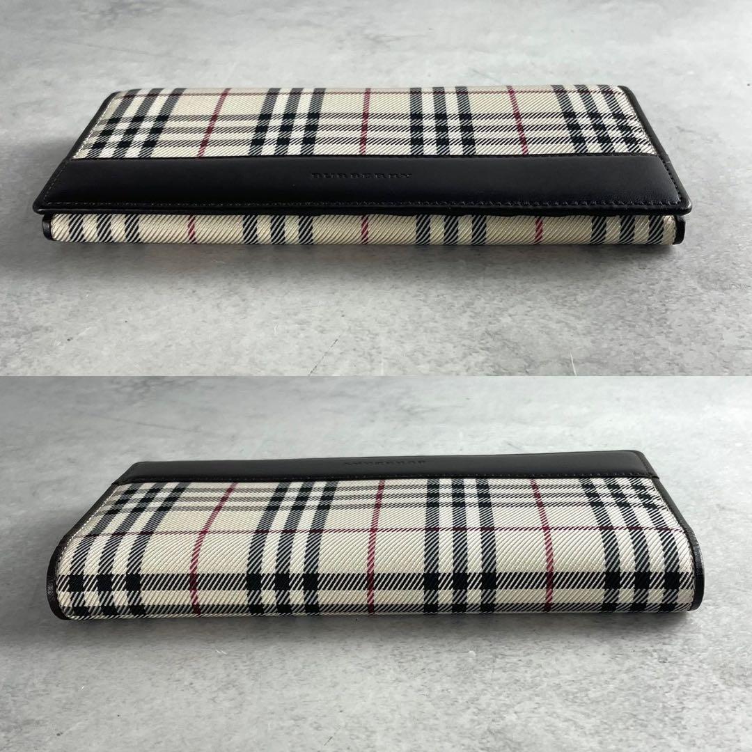 未使用級✨バーバリー 長財布 キャンバス レザー ノバチェック がま口
