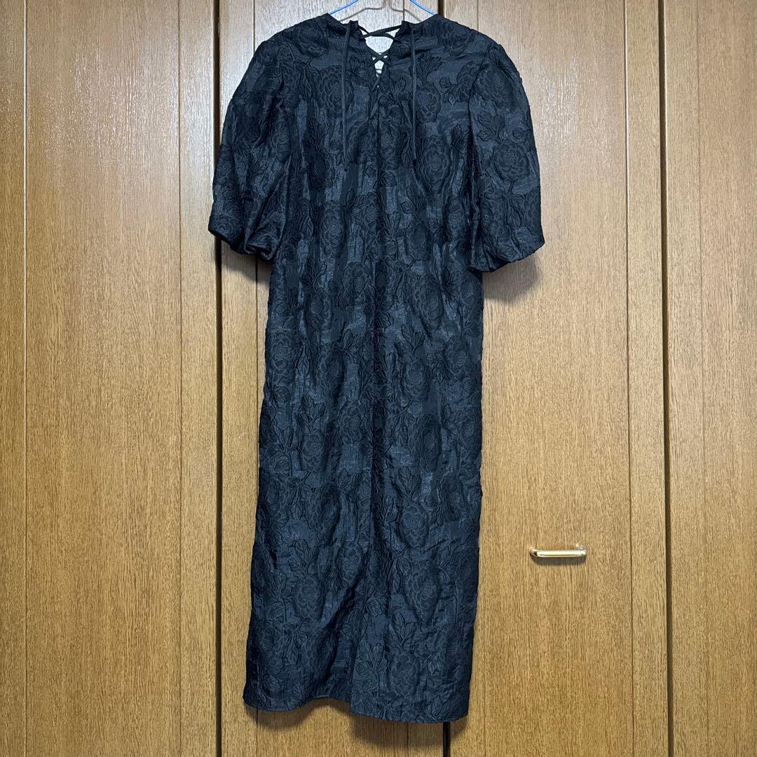 ameri vintage フラワージャガードワンピース