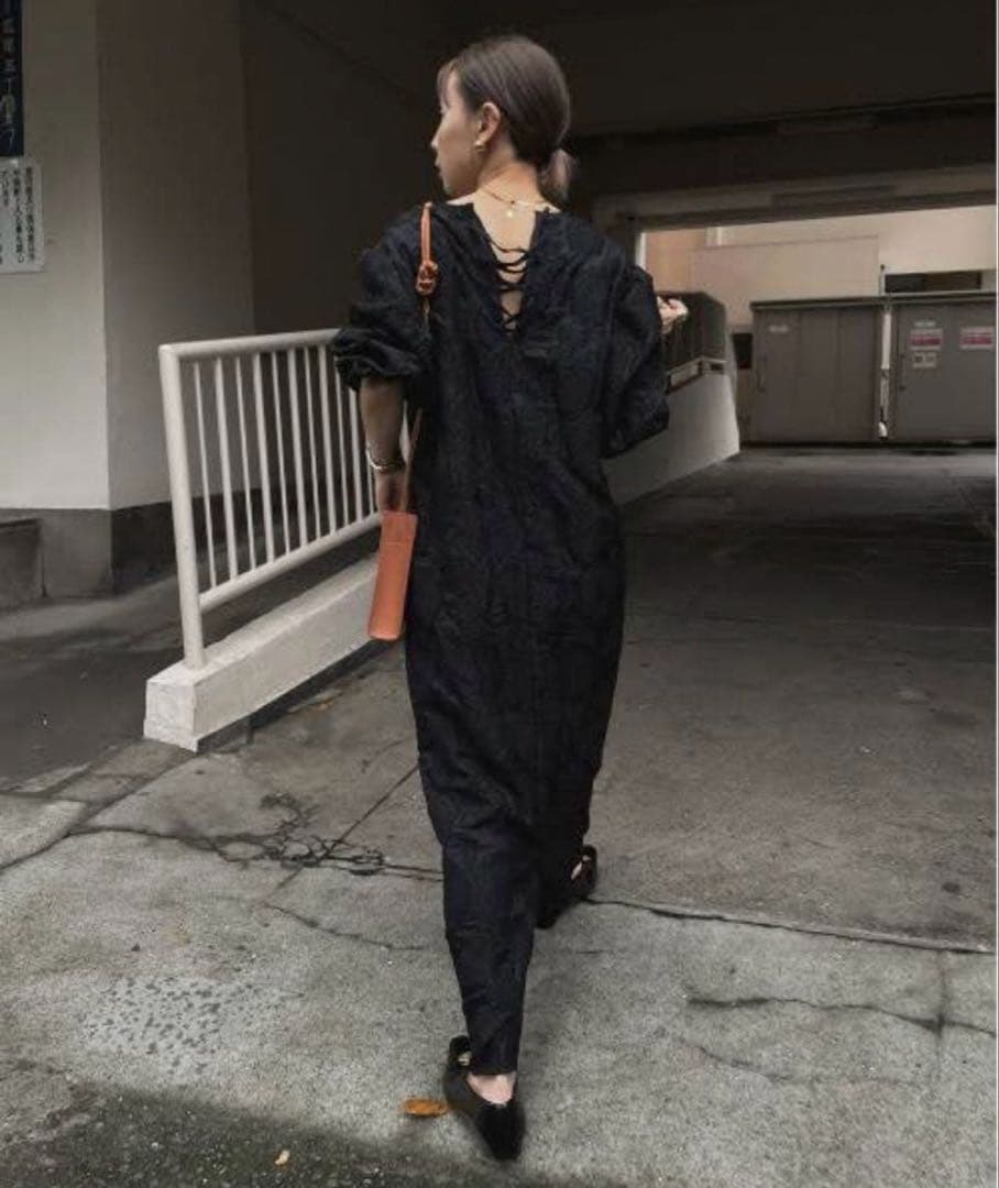 ameri vintage フラワージャガードワンピース