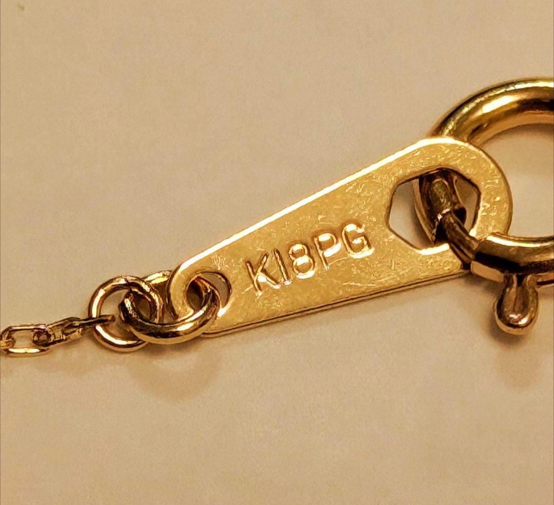 美品★デザイナーズ★K18★桜透かし柄ダイヤ付リュールネックレス