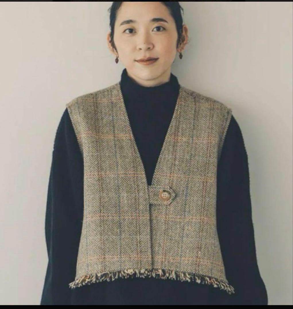 北欧暮らしの道具店 よしいちひろさんコラボ　ヘリンボーン柄ウールベスト