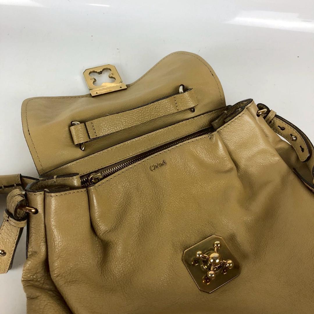 Chloé クロエ エルシー 2WAY レザーバッグ ベージュ ゴールド金具