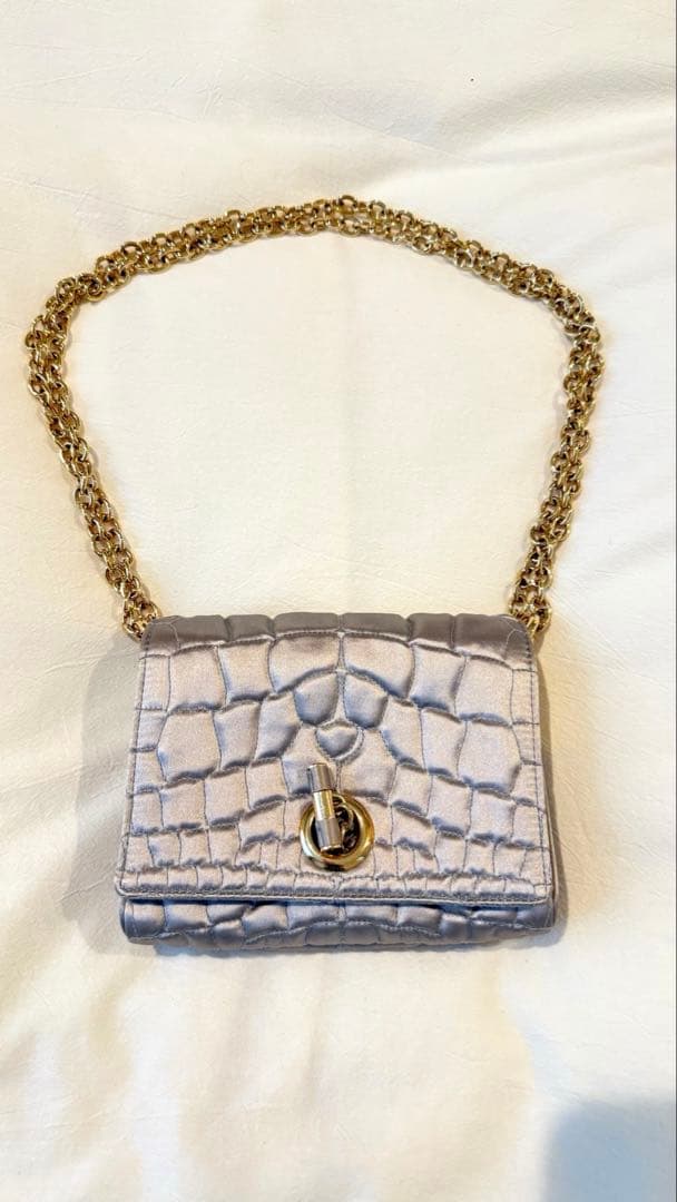 YSL シルバー 紫クロコダイル風 パーティーバッグ