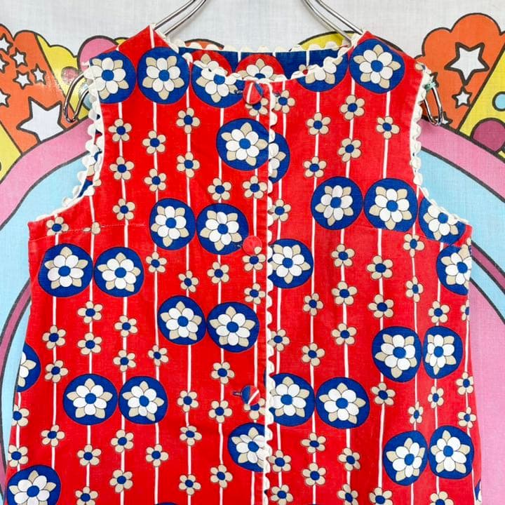 60s 70s ベスト　ハンドメイド　花柄　リバーシブル　ヒッピー　ヴィンテージ