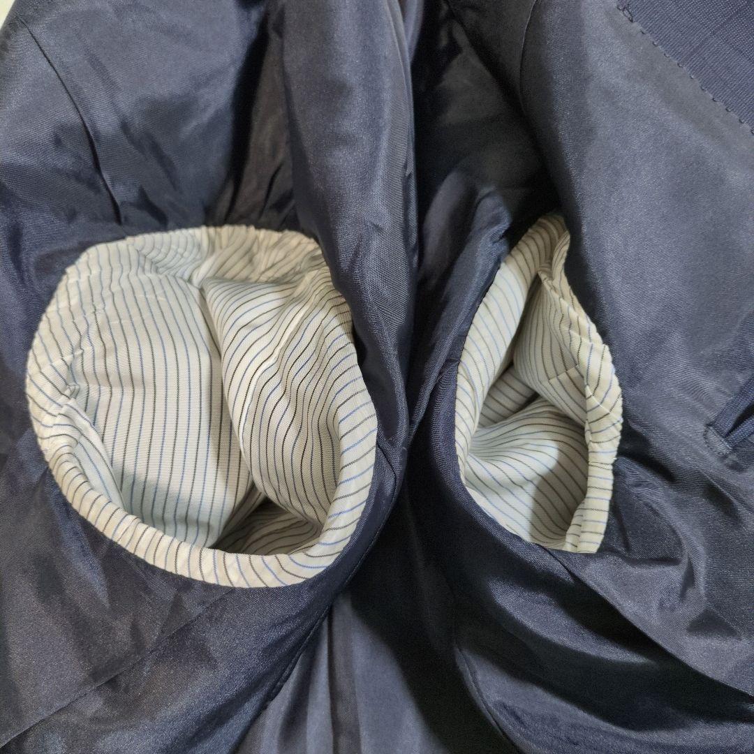 三峰　ミツミネ　ロロピアーナ　セットアップ　スーツ　チェック　ネイビー　高級