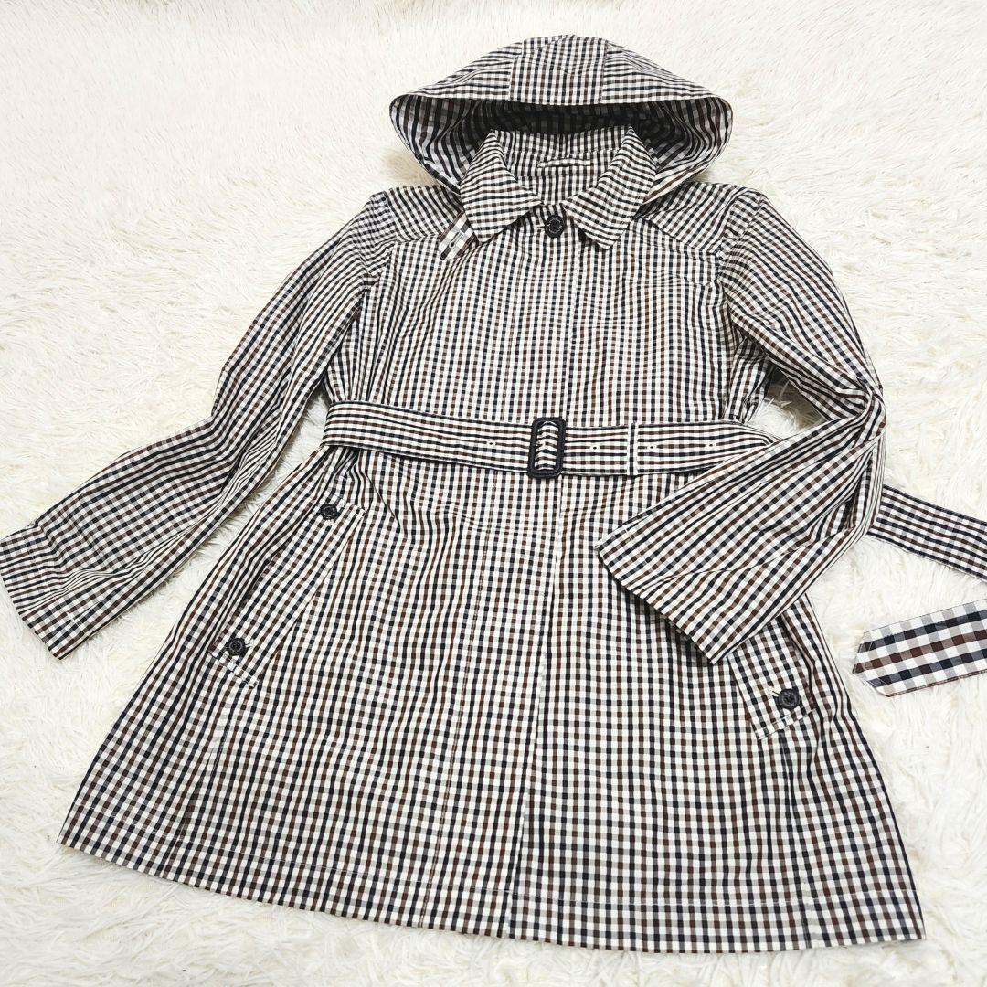【極美品】Aquascutum クラブチェック レインコート フード取り外し可能