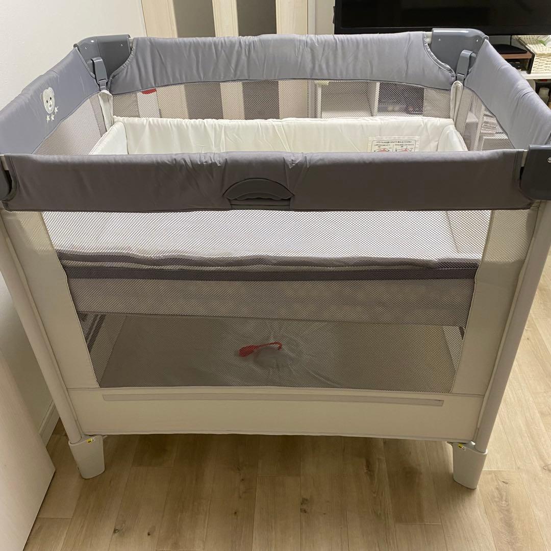 Aprica アップリカ　ベビーベッド ココネルエアー グレーベアー