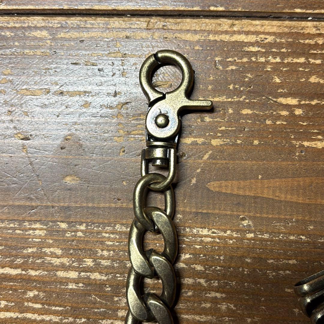 1点のみたつのハンドワックスレザー茶芯トラッカーウォレットチェーンセット