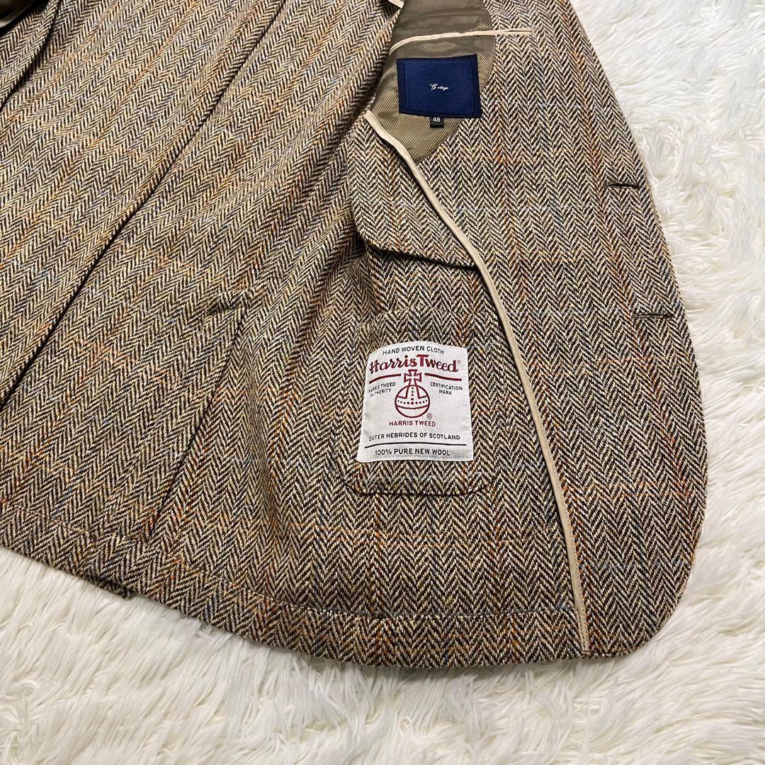 美品✨G-stage ハリスツイード　テーラードジャケット　ヘリンボーン　L相当