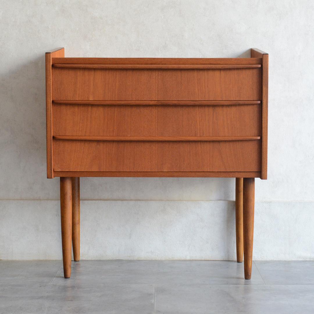 デンマーク 北欧ヴィンテージ チーク ３段 チェスト 北欧家具 サイドチェスト