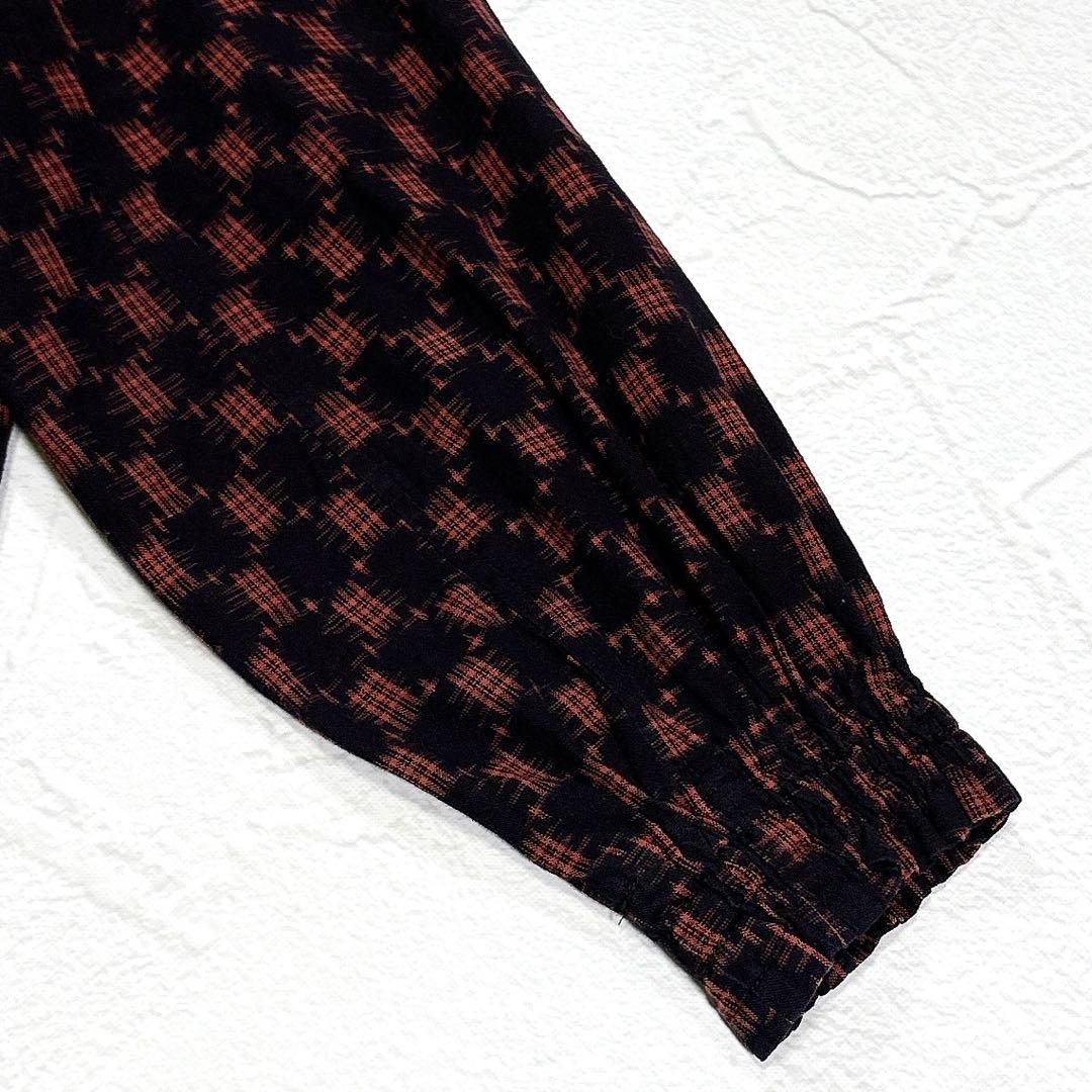 ✨美品✨ギエモン　久留米絣　チュニック　ブラウス　フリル　ピンタック　前開き