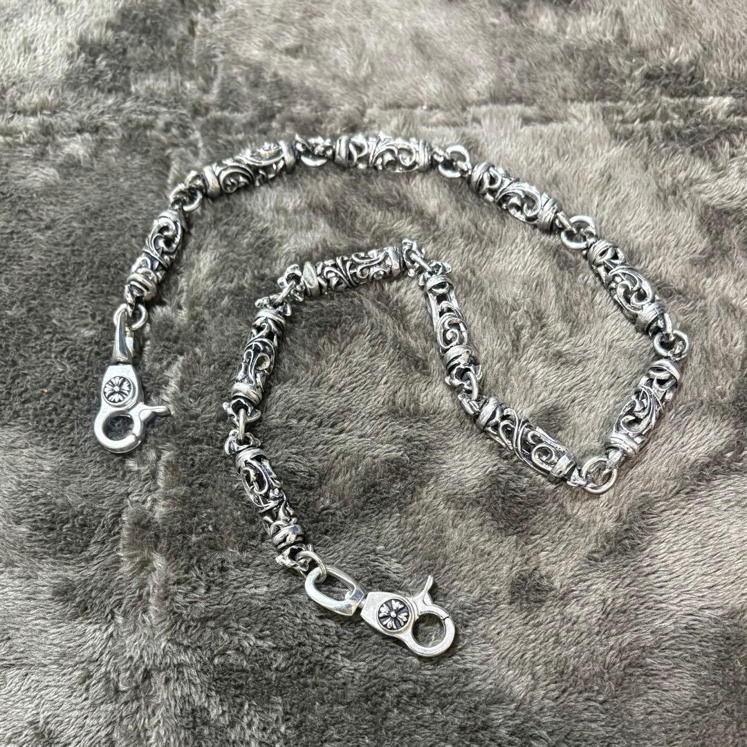 silver wallet chain floral バレル チェーン187g