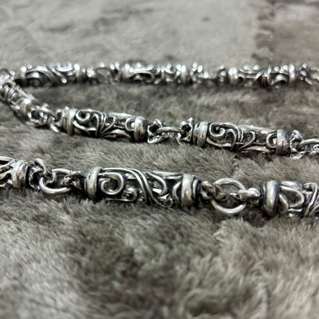 silver wallet chain floral バレル チェーン187g