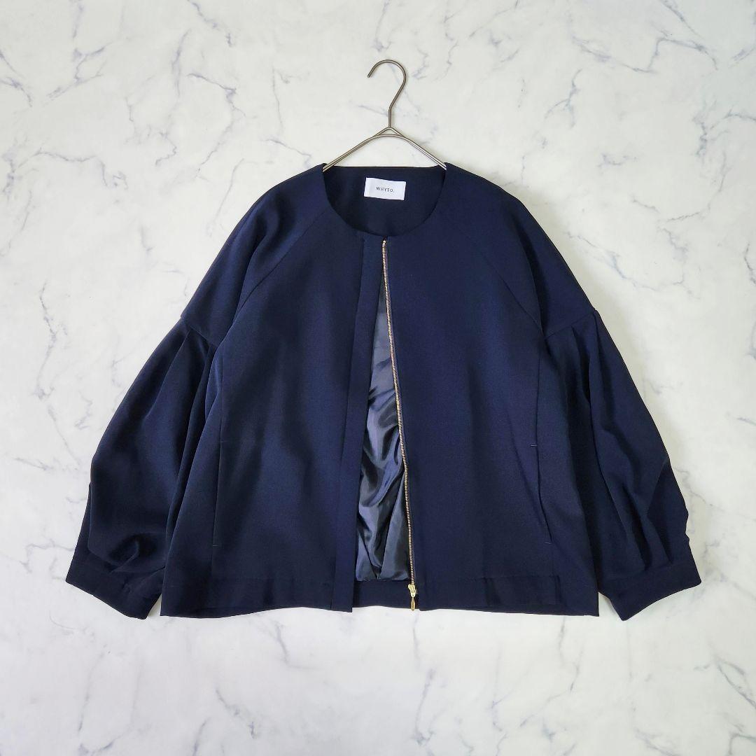 新品未使用✨ WHYTO. ホワイト ノーカラージャケット ジップアップ