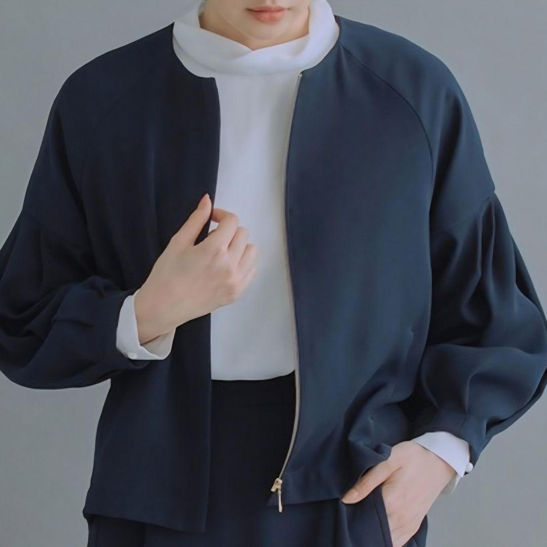 新品未使用✨ WHYTO. ホワイト ノーカラージャケット ジップアップ