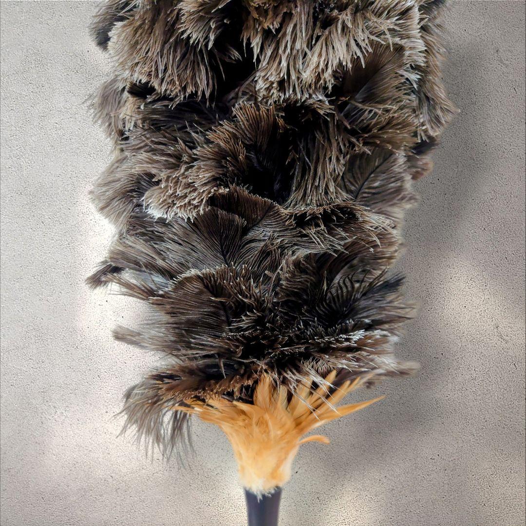 最高級 オーストリッチ 羽毛ブラシ (シルバーグレー) ／毛ばたき専門ESCI製