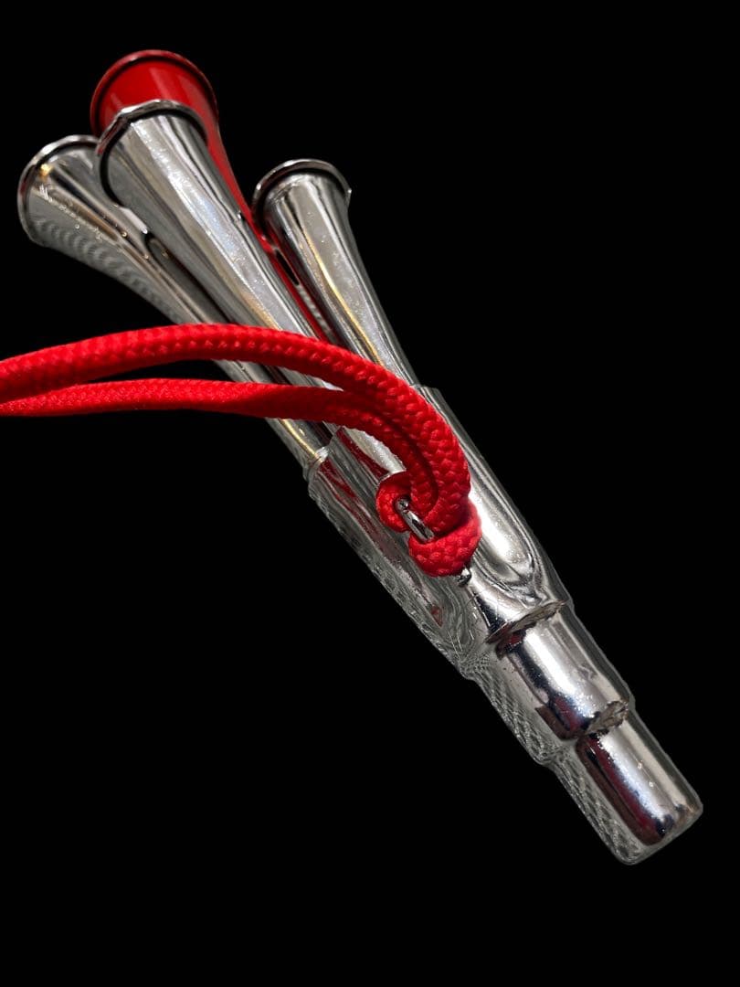 応援用4連ホイッスル シルバー/レッド　CRIX YASUDA チアホーン