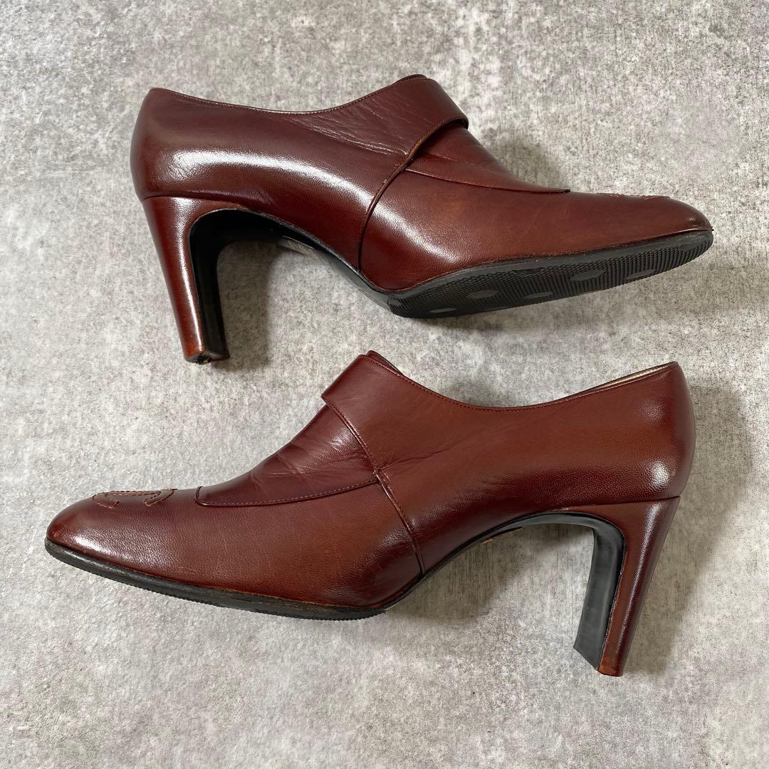 CHANEL シャネル ココマーク ロゴ パンプス ローファー ハイヒール　茶色