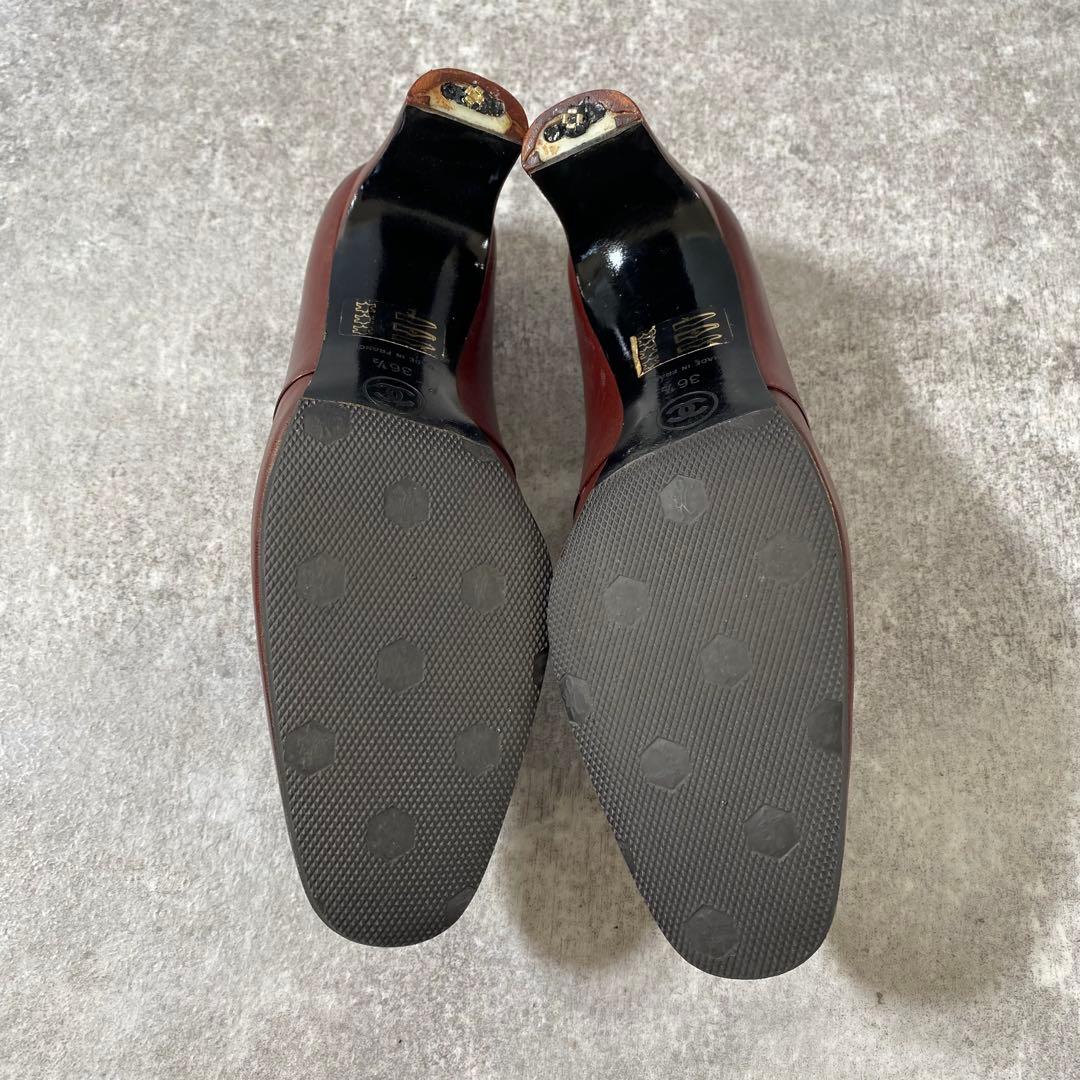 CHANEL シャネル ココマーク ロゴ パンプス ローファー ハイヒール　茶色