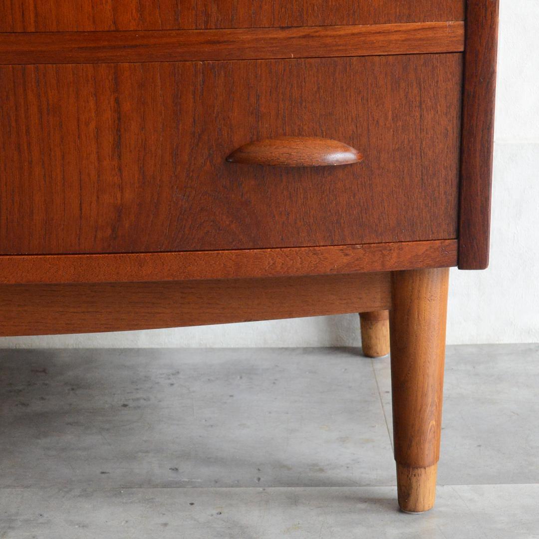 デンマーク 北欧ヴィンテージ チーク 6段 チェスト 鍵付 北欧家具 Lサイズ