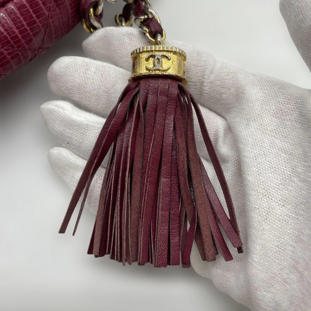 CHANEL シャネル リザード　チェーン　ショルダーバッグ マトラッセル