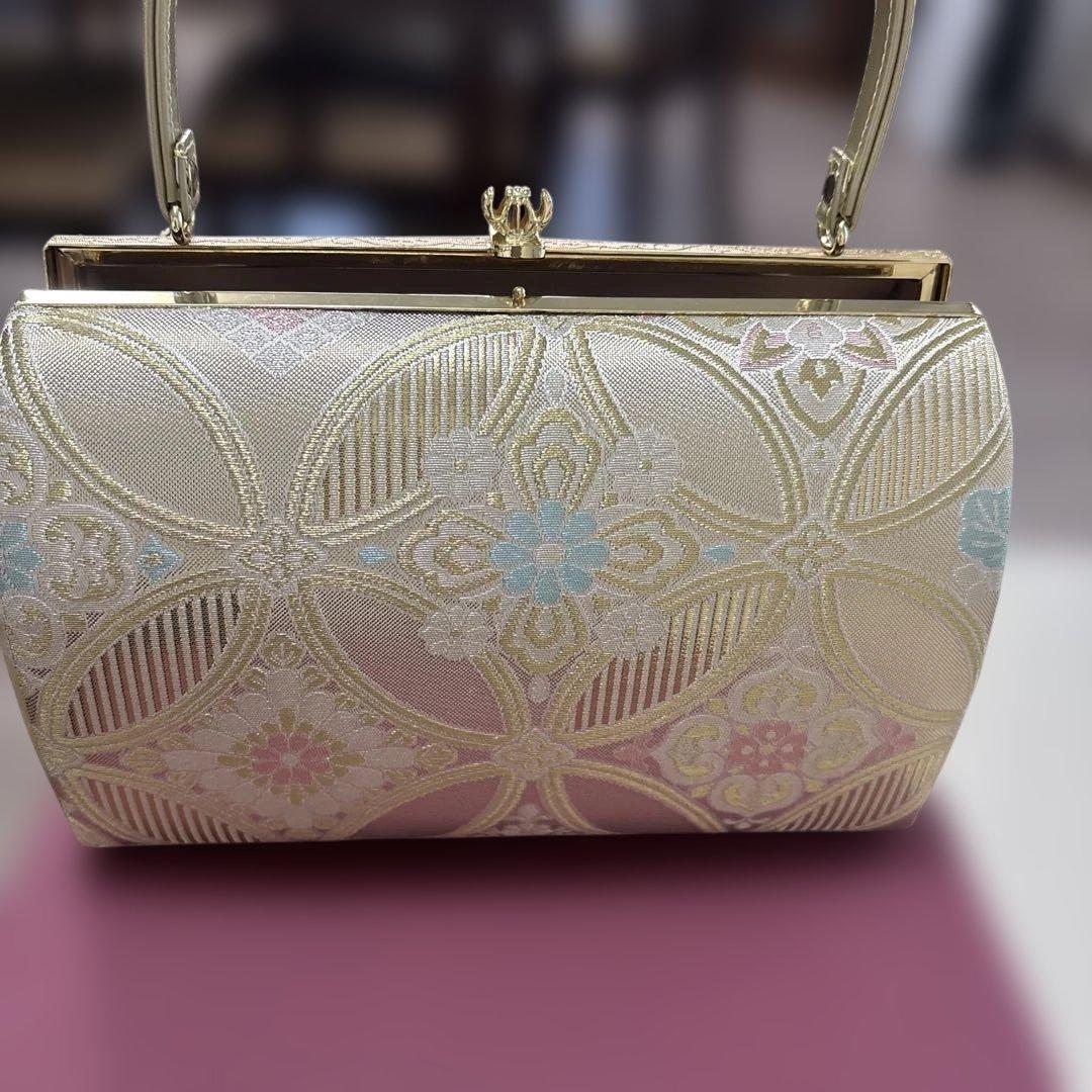 土日限定価格　ゴールド 花柄　和装用バッグと草履セット