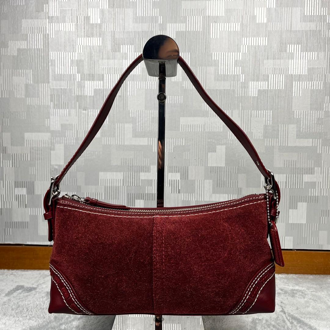 美品 COACH コーチ アクセサリーポーチ スエード レッド 赤