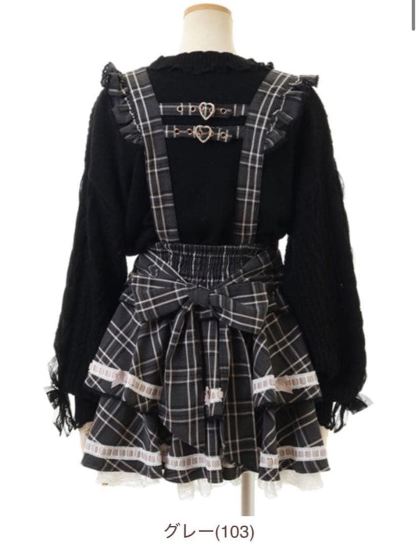 LIZLISA‪‪❤︎‬はしごリボンチェックティアードスカパン