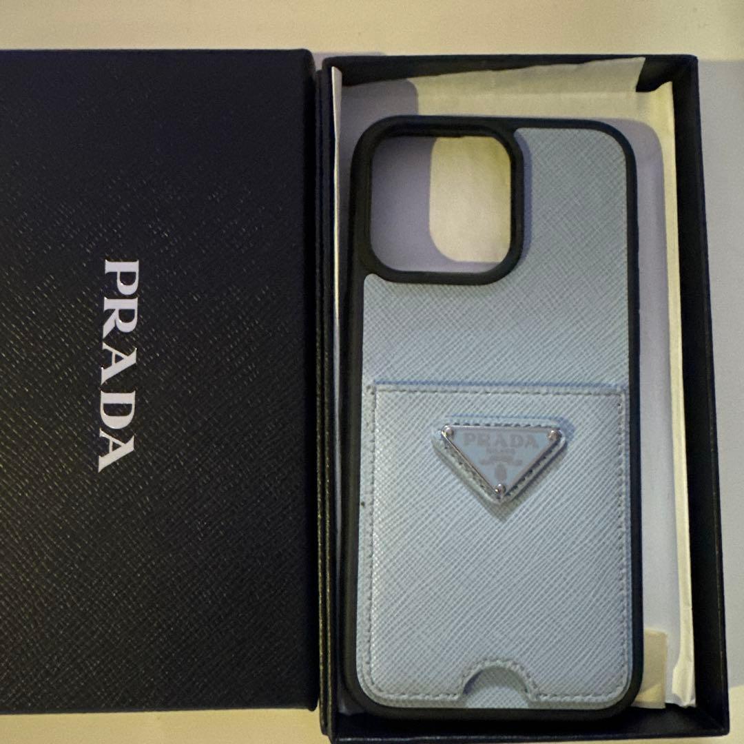 PRADA ライトブルー ソフトケースアイホン15Pro Max