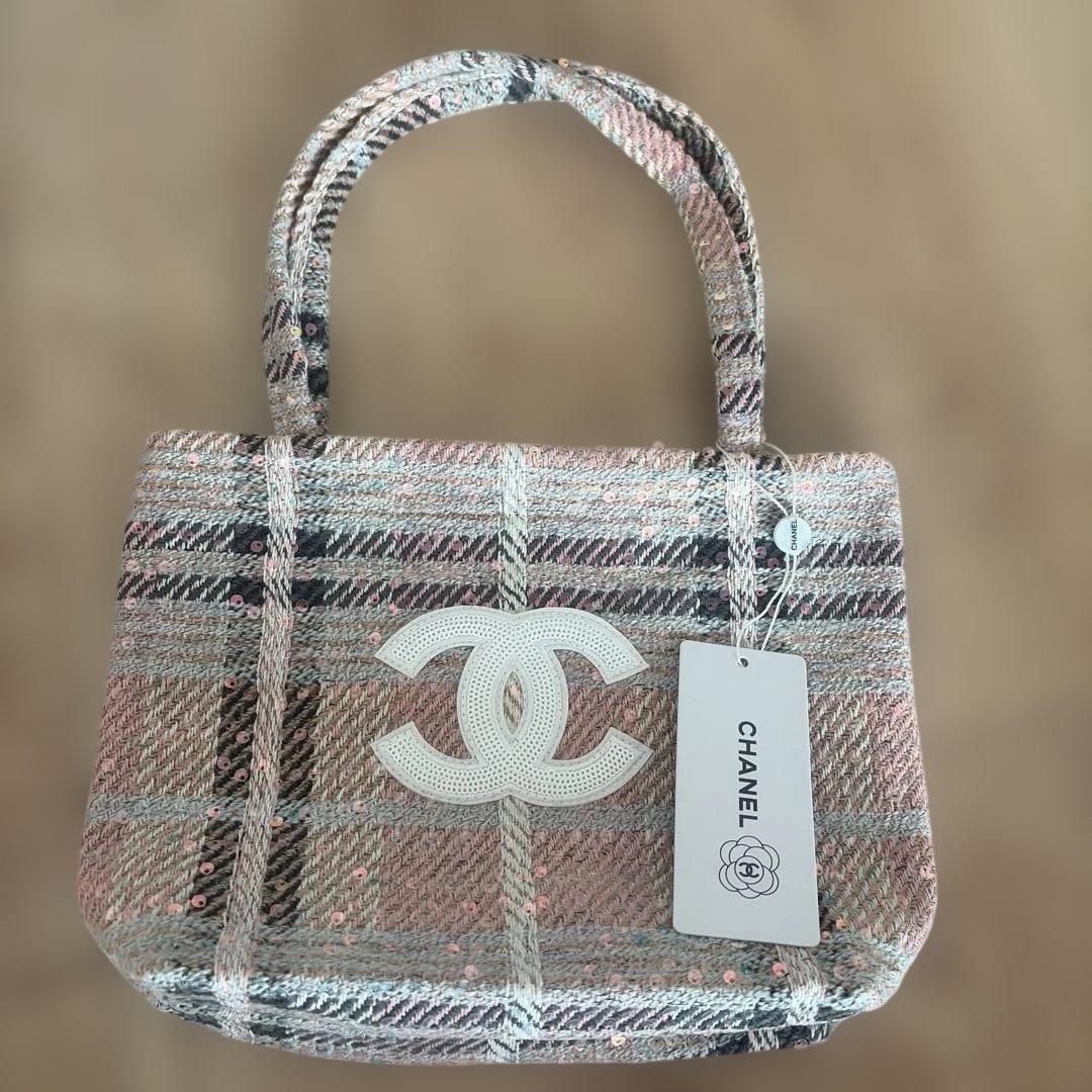 CHANEL ピンク系 スパンコール トートバッグ