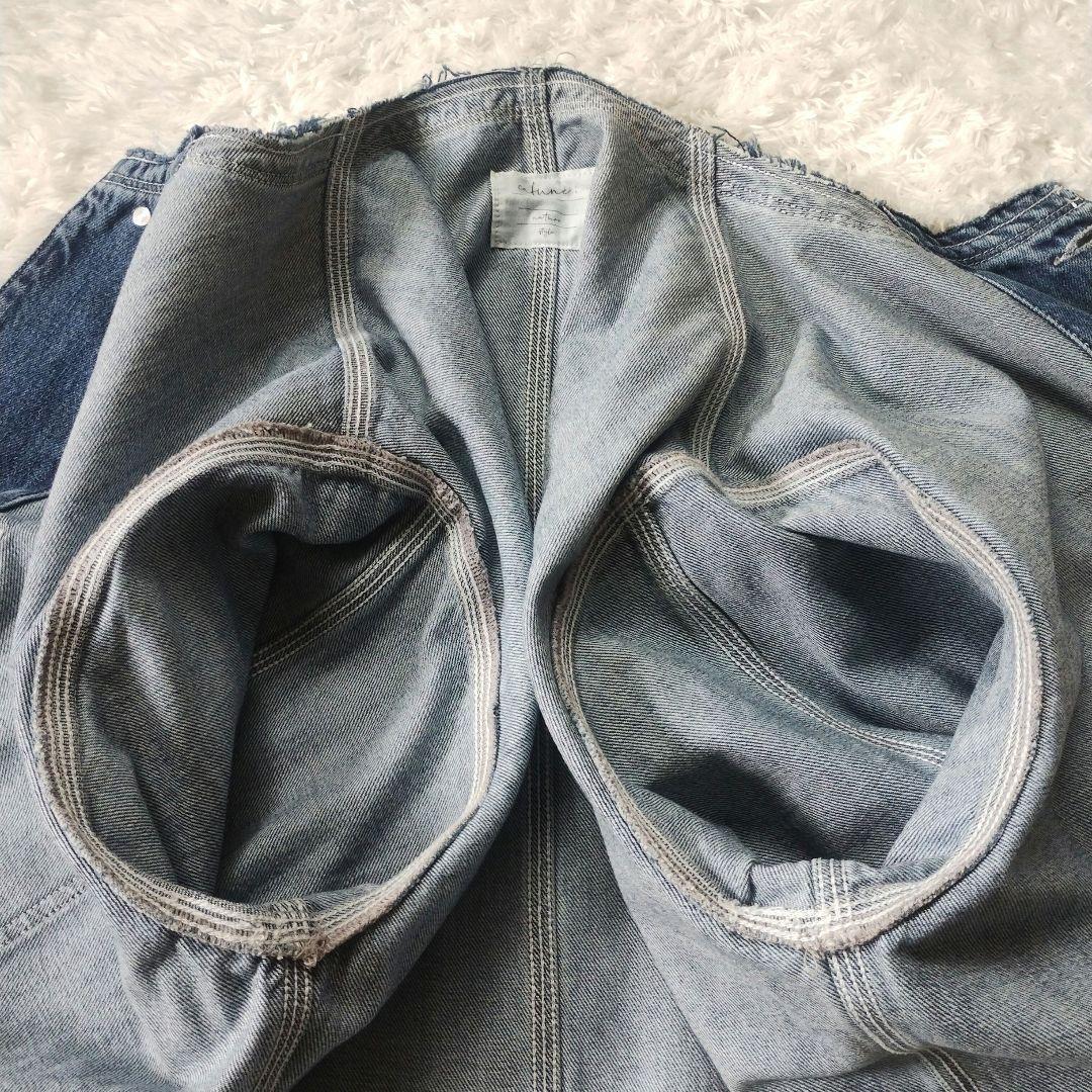 【極美品】カフネ　デニム　カバーオール　ノーカラー　ジャケット　洗える　ブルー