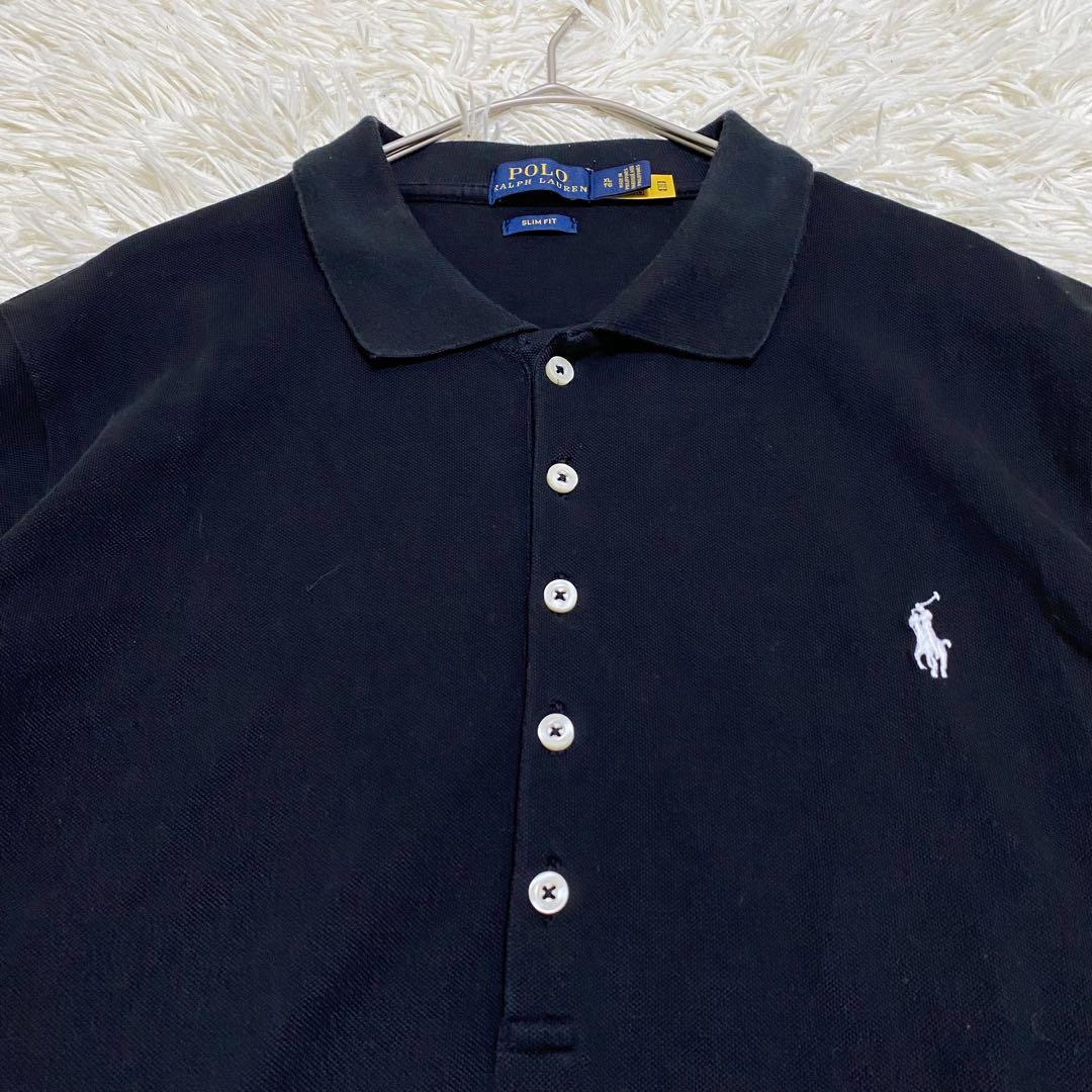 【極美品✨】ポロラルフローレン スリムフィットストレッチポロシャツ 現行 黒XL