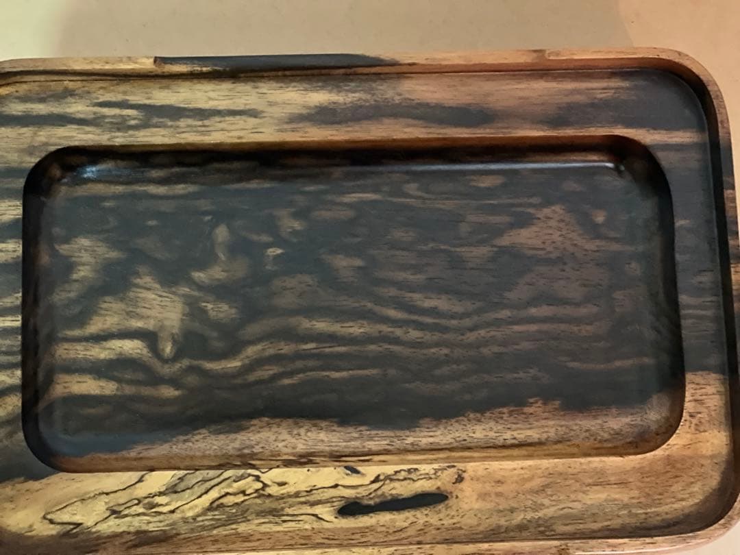 【希少・美品】黒柿 硯箱 書道具 平成元年購入品 木目美麗 共箱なし