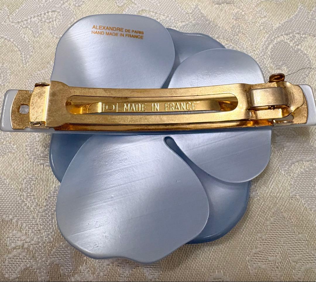 【★那菜】美品✨アレクサンドルドゥパリ カメリアバレッタ アイスブルー