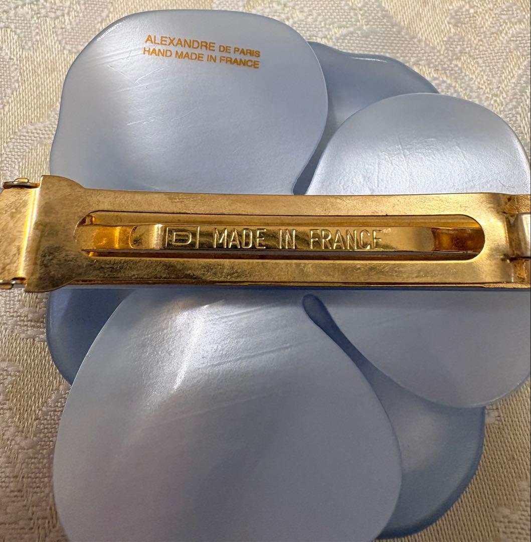 【★那菜】美品✨アレクサンドルドゥパリ カメリアバレッタ アイスブルー