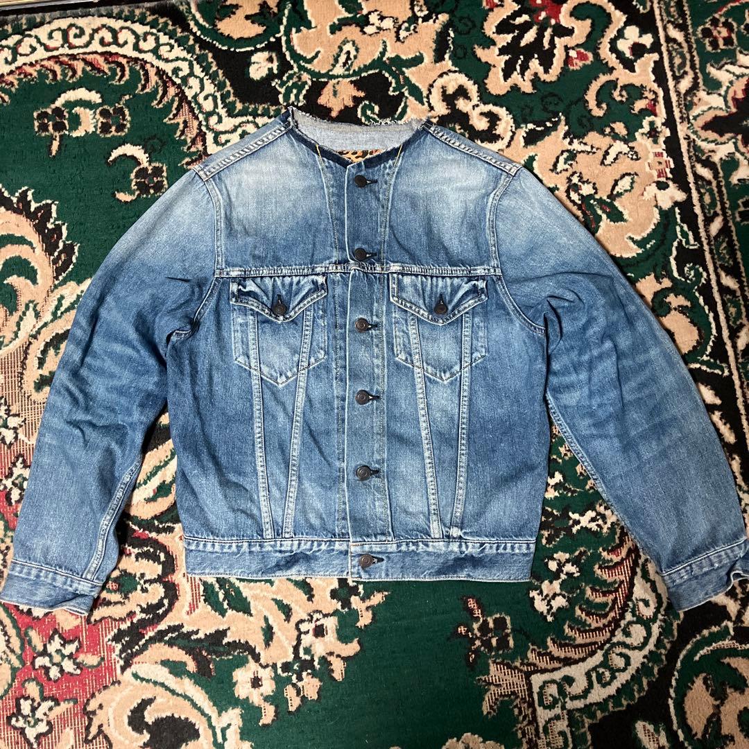 Whim Gazette ウィムガゼット　ノーカラー デニムジャケット　Gジャン